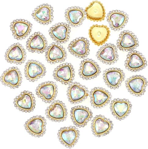 30pcs 10 مم خياطة على أحجار الراين الكريستالية الأحجار الكريمة الأشكال القلبية الزجاجية الصفراء أحجار الراين الذهنية in Kuwait