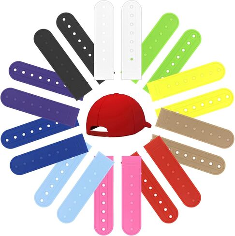 10 Pairs 10 Colors Snapback Strap Covers | 7-Hole Adjustable Plastic Replacement Fasteners & Buckle Extenders for Baseball Caps, Cowboy Hats, Snapback Hats | Hat Strap Clip Repair Kit in Saudi Arabia