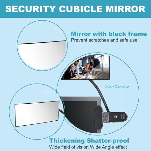Clip On Cubicle Mirror, Computer Rearview Mirror, Convex Mirror for Personal Safety or Security Cabinet Desk Rear View Monitors (6.7 X 2.9" Rectangle Mirror) by CQNET in Saudi Arabia