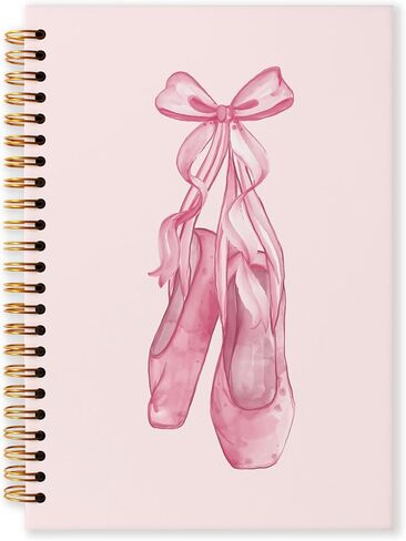 Grace Yonks Pink Notebook for Girls - A5 Spiral Journal مع أحذية الباليه والقوس - هدية مذكرات تغطية ناعمة لطيفة - 5.8 "× 8.3" مع 80 صفحة مؤلف مؤلف من المدرسة للمدرسة ، أو الهدايا (027) in Saudi Arabia