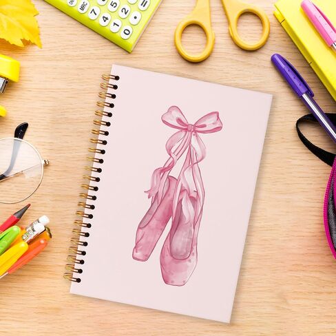 Grace Yonks Pink Notebook for Girls - A5 Spiral Journal مع أحذية الباليه والقوس - هدية مذكرات تغطية ناعمة لطيفة - 5.8 "× 8.3" مع 80 صفحة مؤلف مؤلف من المدرسة للمدرسة ، أو الهدايا (027) in Saudi Arabia