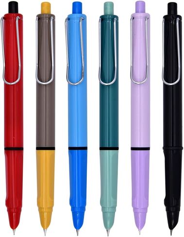 6 Pieces Refillable & Retractable Fountain Pen, Extra Fine Nib 0.38mm(Contrast Colors) in Saudi Arabia