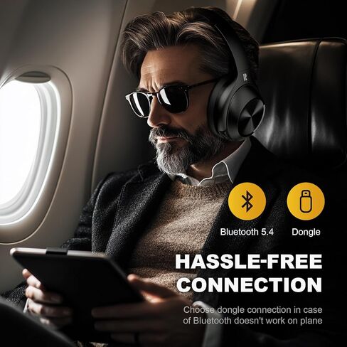 Bluetooth Headphones, Hybrid Active Noise Cancelling Wireless Headphones Over Ear with Microphone, 140H Playtime, Transparency Mode, Deep Bass, Clear Calls, Comfort fit for Travel, Home Office in Kuwait