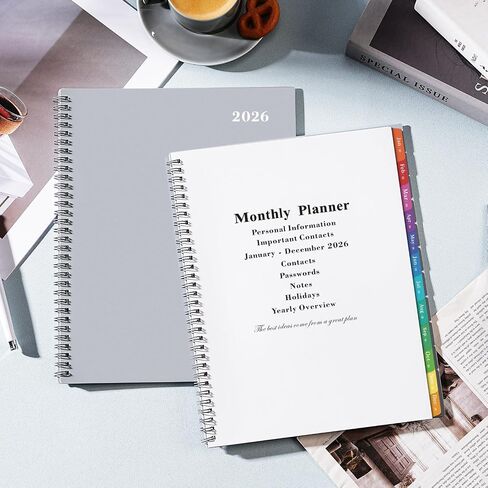 2026 مخطط شهري - 2026 مخطط ، يناير. 2026 - ديسمبر 2026 ، 8.5 "× 11" مخطط/تقويم شهري ، مخطط لمدة 12 شهرًا مع علامات تبويب وجيب وملصقات ، جهات اتصال وكلمات مرور ، ورق سميك ، ربط مزدوج - رمادي - رمادي in Saudi Arabia