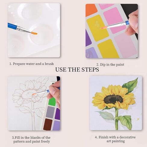 11.41 x 8.26 inch Watercolor Workbook for Adults, Easy Nature Scenes Paint Coloring Book Paint,Water Coloring Book with 4 Floral Drawings 2 Pigment Card and 1 Brush (Flower Cluster) in Saudi Arabia