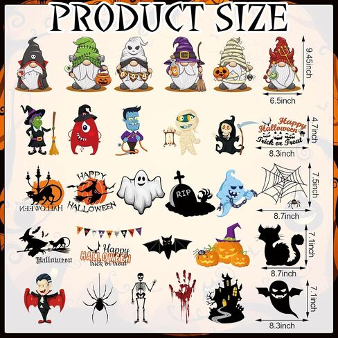 60 Pcs Halloween Iron on Heat Transfer Stickers Halloween Iron on Patches Gnome Pumpkin Ghost Witch Iron on Decals Halloween Iron on Vinyl Designs for T Shirt Pillow Cover DIY in Saudi Arabia