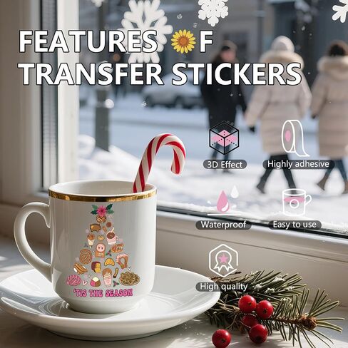 Christmas UV DTF Cup Wraps - 30 Sheets Jesus is Coming UV DTF Stickers for 16 20 oz Tumbler, Cute Pink Bow Crystal Ball Farmhouse Sublimation Transfer Sticker Decal DIY Glass Water Bottle Decoration in Saudi Arabia