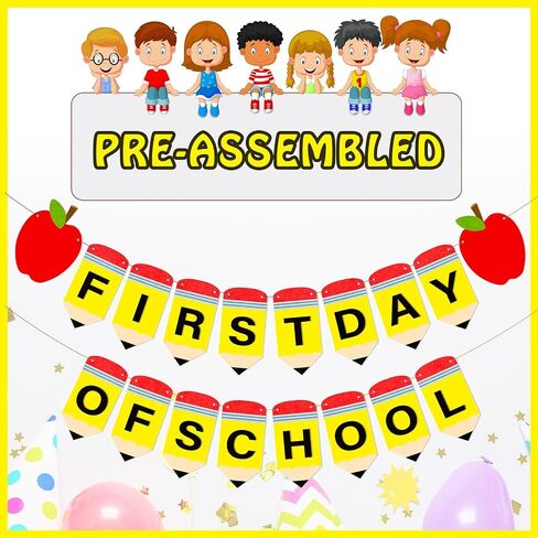 First Day of School Pencil Banner for Back with School Garland Decorations Crayons Pencils Felt Bunting Banners for Classroom Decorations Party Supplies in Saudi Arabia