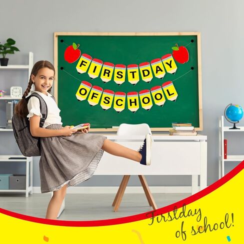 First Day of School Pencil Banner for Back with School Garland Decorations Crayons Pencils Felt Bunting Banners for Classroom Decorations Party Supplies in Saudi Arabia