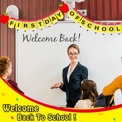 First Day of School Pencil Banner for Back with School Garland Decorations Crayons Pencils Felt Bunting Banners for Classroom Decorations Party Supplies in Saudi Arabia