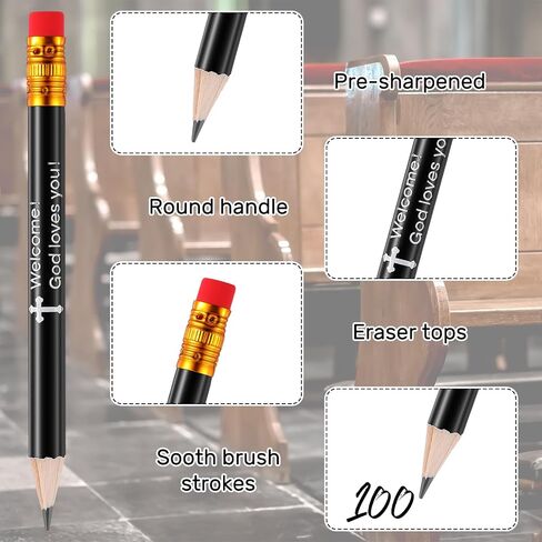 Tenceur 144 PCS أقلام جولف ملهمة بيلوكات كنيسة مسيحية بيو بيو مع محو محو الله يحبك العودة إلى هدايا المدرسة قبل شحذ المصغرة 4 ' #2HB in Kuwait