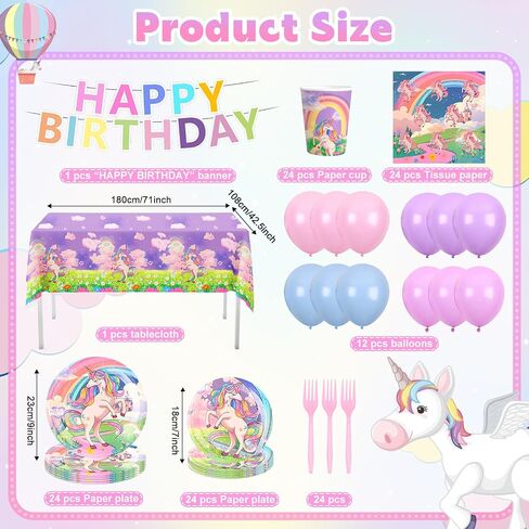 134pcs يونيكورن للحفلات يزخرف ديكورات لطيفة لعيد الميلاد ، مفضلات حفلات الفريدة بما في ذلك اللافتات واللوحات والكؤوس والمناديل والبون ومائدة المائدة لمدة 24 ضيفًا in Saudi Arabia