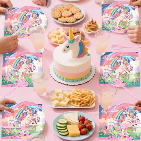 134pcs يونيكورن للحفلات يزخرف ديكورات لطيفة لعيد الميلاد ، مفضلات حفلات الفريدة بما في ذلك اللافتات واللوحات والكؤوس والمناديل والبون ومائدة المائدة لمدة 24 ضيفًا in Saudi Arabia