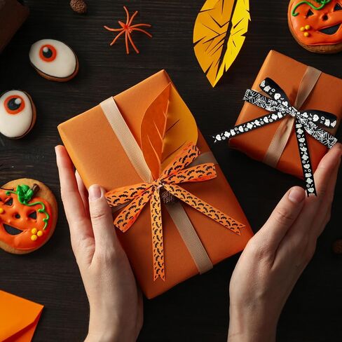 10 PCS هالوين حافة الحافة الشريط Grosgrain 3/8 بوصات 100 ياردة شرائط هالوين رقيقة BAT Spider Web Pumpkin Grosgrain Ghost Larrow Crafts for Gift Wrapp Party Sewing Diy Supplies Supplies in Saudi Arabia