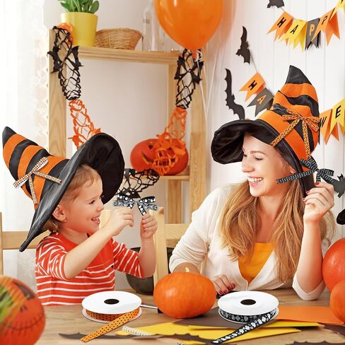 10 PCS هالوين حافة الحافة الشريط Grosgrain 3/8 بوصات 100 ياردة شرائط هالوين رقيقة BAT Spider Web Pumpkin Grosgrain Ghost Larrow Crafts for Gift Wrapp Party Sewing Diy Supplies Supplies in Saudi Arabia