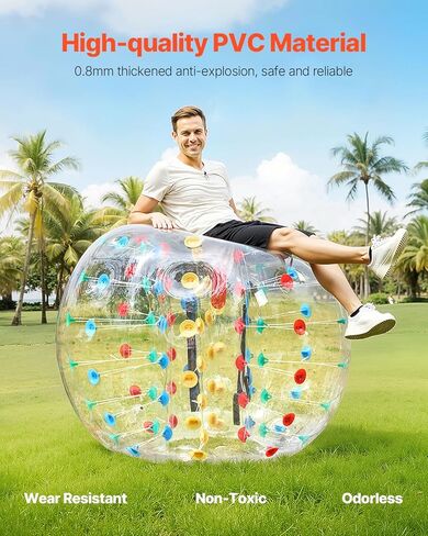 VEVOR Inflatable Bumper Ball, 4FT/5FT Body Sumo Zorb Balls for Teen, 0.8mm Thick PVC Human Hamster Bubble Balls for Outdoor Team Gaming Play, Bumper Bopper Toys for Garden, Yard, Park in Saudi Arabia