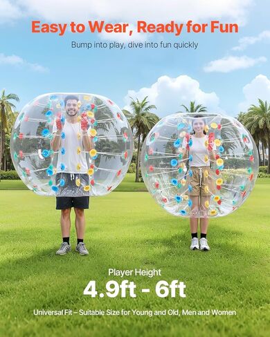 VEVOR Inflatable Bumper Ball, 4FT/5FT Body Sumo Zorb Balls for Teen, 0.8mm Thick PVC Human Hamster Bubble Balls for Outdoor Team Gaming Play, Bumper Bopper Toys for Garden, Yard, Park in Saudi Arabia