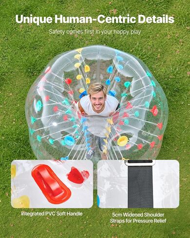 VEVOR Inflatable Bumper Ball, 4FT/5FT Body Sumo Zorb Balls for Teen, 0.8mm Thick PVC Human Hamster Bubble Balls for Outdoor Team Gaming Play, Bumper Bopper Toys for Garden, Yard, Park in Saudi Arabia