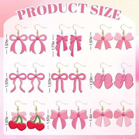 9 Pairs Bow Earring Resin Molds with 40 Pcs Earring Hook Coquette Bowtie Cherry Dangle Earrings Silicone Mould for Women Pendant DIY Crafts in Saudi Arabia