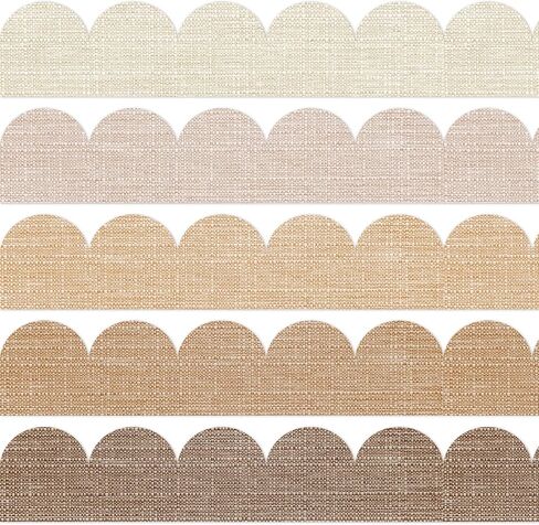 69Ft Fall Burlap Bulletin Board Border Milky White Brown Burlap Scalloped Self-Adhesive Trim Border Farmhouse Decoration for Thanksgiving Back to School Classroom Office Home Party Decoration in Saudi Arabia