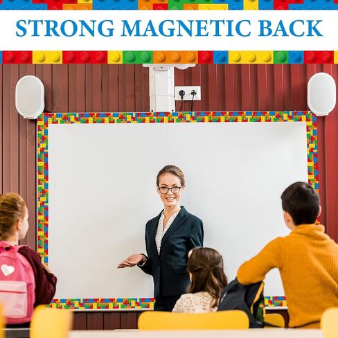 Capoda 24 Pcs Building Block Magnetic Bulletin Board Border 1.97 x 11.81 Inches Colorful Classroom Borders for Back to School Bulletin Board Chalkboard School Office Home Wall Decor (Irregular) in Saudi Arabia