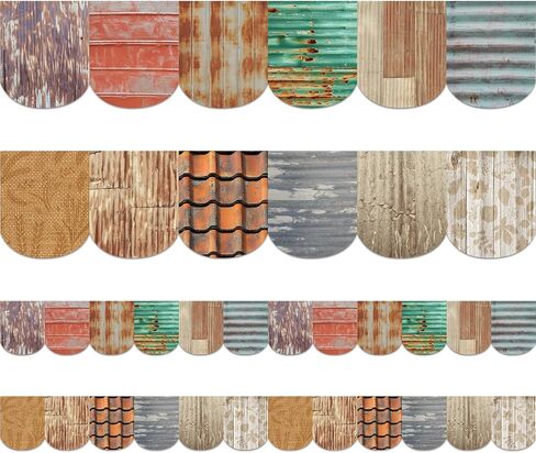 Fancy Land Cottage Bulletin Board Border 52.5 Ft Classroom Bulletin Decorations Two Sided Printed Rustic Wood Metallic in Saudi Arabia