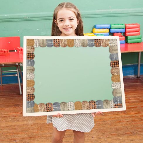 Fancy Land Cottage Bulletin Board Border 52.5 Ft Classroom Bulletin Decorations Two Sided Printed Rustic Wood Metallic in Saudi Arabia