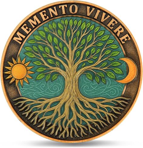 Memento Mori & Memento Vivere Challenge Coin - Tree of Life & Skull Coin مع تفاصيل المينا - 1.57 "سبيكة الزنك ، حالة عرض واقية (عملة واحدة ، نسخة ملونة) in Kuwait