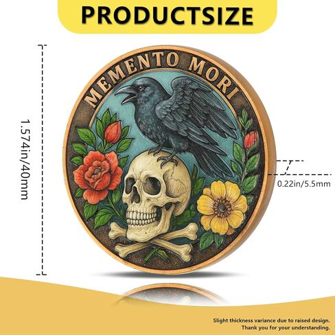 Memento Mori & Memento Vivere Challenge Coin - Tree of Life & Skull Coin مع تفاصيل المينا - 1.57 "سبيكة الزنك ، حالة عرض واقية (عملة واحدة ، نسخة ملونة) in Kuwait