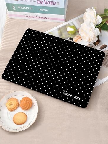 Seorsok Compatible with MacBook Air 13 Inch Case 2022 2021 2020-2018 Release A1932 A2179 M1 A2337 Touch ID,Premium Cream Textured Black Polka Dot Plastic Hard Shell Case with Keyboard Cover,White in Kuwait