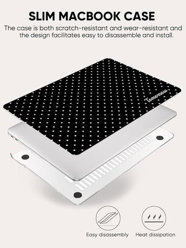 Seorsok Compatible with MacBook Air 13 Inch Case 2022 2021 2020-2018 Release A1932 A2179 M1 A2337 Touch ID,Premium Cream Textured Black Polka Dot Plastic Hard Shell Case with Keyboard Cover,White in Kuwait