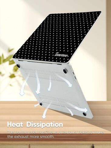 Seorsok Compatible with MacBook Air 13 Inch Case 2022 2021 2020-2018 Release A1932 A2179 M1 A2337 Touch ID,Premium Cream Textured Black Polka Dot Plastic Hard Shell Case with Keyboard Cover,White in Kuwait