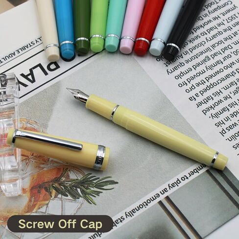 JINHAO 82 Fountain Pen - Acrylic Material Pen Barrel, Iridium Medium Nib with Ink Converter Smooth Writing Pen Classic Design Avocado Green (Silver Trim, M) in Kuwait