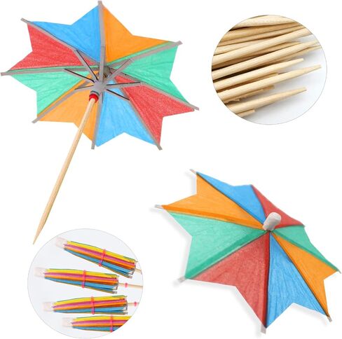 BLUE TOP Cocktail Umbrella Parasol Picks 4 Inch Pack 50pcs,Drink Umbrella Toothpicks for Drink&Food, Decorative toothpicks for Children's Day Party,Hotel, Restaurant,Tiki Bar,Hawaiian Party,Labor Day in Kuwait