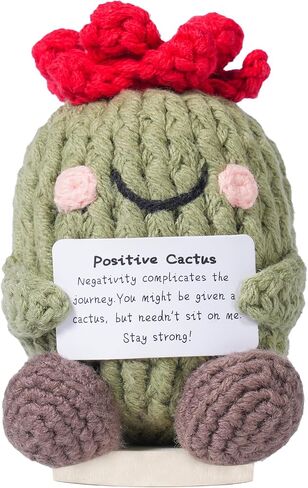 CROLHL Positive Crochet Cactus，Handmade Knitted Doll for Emotional Support,Friend Gifts with Encouraging Card, Cute Desk Room Decor for Women, Men, Kids,Teacher and Colleagues in Saudi Arabia