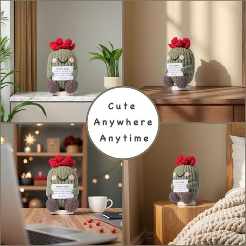 CROLHL Positive Crochet Cactus，Handmade Knitted Doll for Emotional Support,Friend Gifts with Encouraging Card, Cute Desk Room Decor for Women, Men, Kids,Teacher and Colleagues in Saudi Arabia