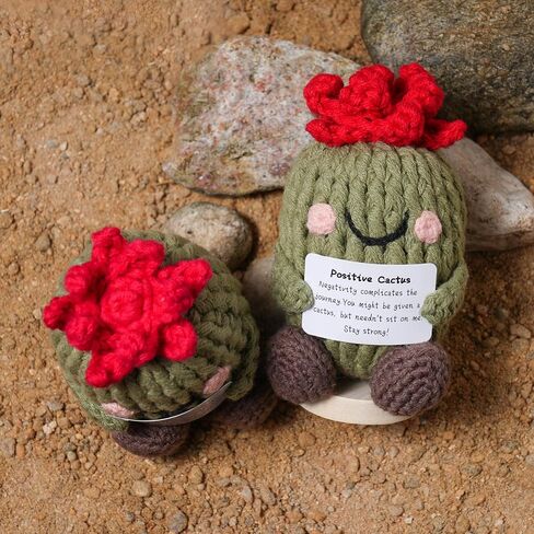 CROLHL Positive Crochet Cactus，Handmade Knitted Doll for Emotional Support,Friend Gifts with Encouraging Card, Cute Desk Room Decor for Women, Men, Kids,Teacher and Colleagues in Saudi Arabia
