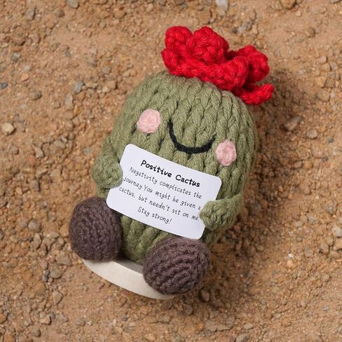 CROLHL Positive Crochet Cactus，Handmade Knitted Doll for Emotional Support,Friend Gifts with Encouraging Card, Cute Desk Room Decor for Women, Men, Kids,Teacher and Colleagues in Saudi Arabia
