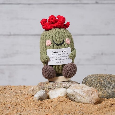 CROLHL Positive Crochet Cactus，Handmade Knitted Doll for Emotional Support,Friend Gifts with Encouraging Card, Cute Desk Room Decor for Women, Men, Kids,Teacher and Colleagues in Saudi Arabia