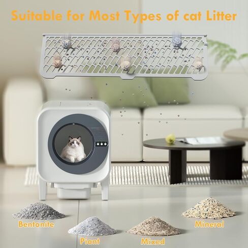 Self Cleaning Litter Box,Large Capacity Automatic Cat Litter Box Self Cleaning for Multiple Cats,with Odor Eliminator,Smart App Control,Safety Protection,for Large Cat,2 Roll of Garbage Bags,Silver in Saudi Arabia