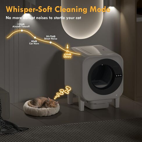 Self Cleaning Litter Box,Large Capacity Automatic Cat Litter Box Self Cleaning for Multiple Cats,with Odor Eliminator,Smart App Control,Safety Protection,for Large Cat,2 Roll of Garbage Bags,Silver in Saudi Arabia