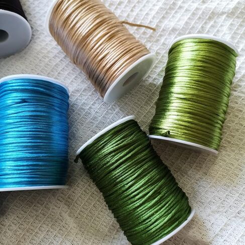 Fuvarie Champagne Beige Poly Satin Cord Ribbon Twine 2.5mm for Hand-Woven Tassels Crafts Knotting Knitting Necklace Bracelet Beading Macramé Jewelry Making Sewing in Saudi Arabia