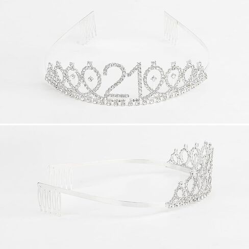 Finally 21 '21st Birthday' Rhinestone Tiara & Sash Set - Silver Party Supplies in Saudi Arabia