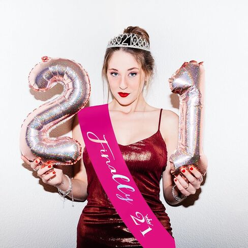 Finally 21 '21st Birthday' Rhinestone Tiara & Sash Set - Silver Party Supplies in Saudi Arabia