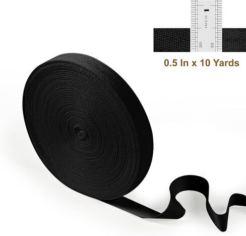 شريط الشريط Twill Twill Cotton 1/2 بوصة شريط عريض متعرجة حزام حزام أشرطة ربط لفة للخياطة و DIY الحرف ، طبيعية (أبيض ، 10 ياردات) in Kuwait