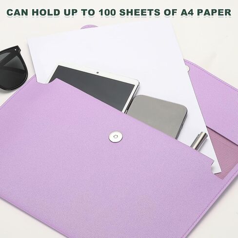 مجلد ملف Patikil Pu Leather A4 ، حقيبة مستندات ملفات ، مجلد محفظة ، مجلد محفظة ، مع إغلاق Snap for Letter Develipt 2 ، Green in Saudi Arabia