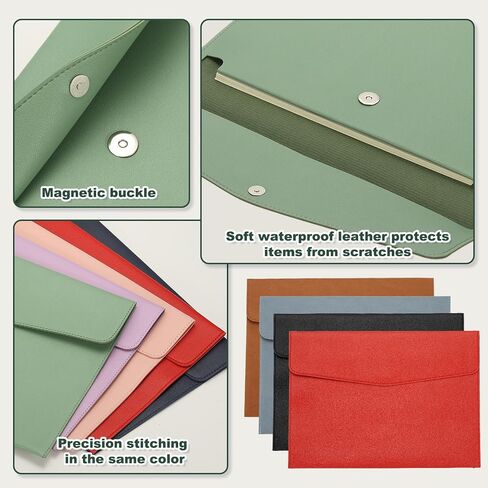مجلد ملف Patikil Pu Leather A4 ، حقيبة مستندات ملفات ، مجلد محفظة ، مجلد محفظة ، مع إغلاق Snap for Letter Develipt 2 ، Green in Saudi Arabia