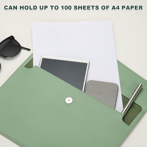 PATIKIL PU Leather A4 File Folder, Document Holder Filing Organizer Portfolio Envelope Folder Case with Snap Closure for Letter Receipt Style 2, Green in Saudi Arabia