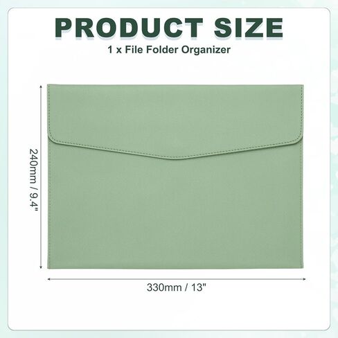 PATIKIL PU Leather A4 File Folder, Document Holder Filing Organizer Portfolio Envelope Folder Case with Snap Closure for Letter Receipt Style 2, Green in Saudi Arabia