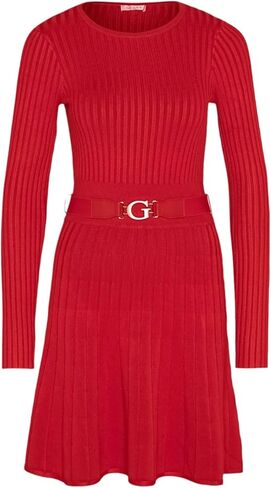 فستان سترة نسائي بأكمام طويلة وطيات مضلعة من GUESS in Kuwait